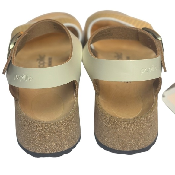 Birkenstock Papillio White and Tan Wedge Strappy Sandals Size 40, NEW - Picture 10 of 16